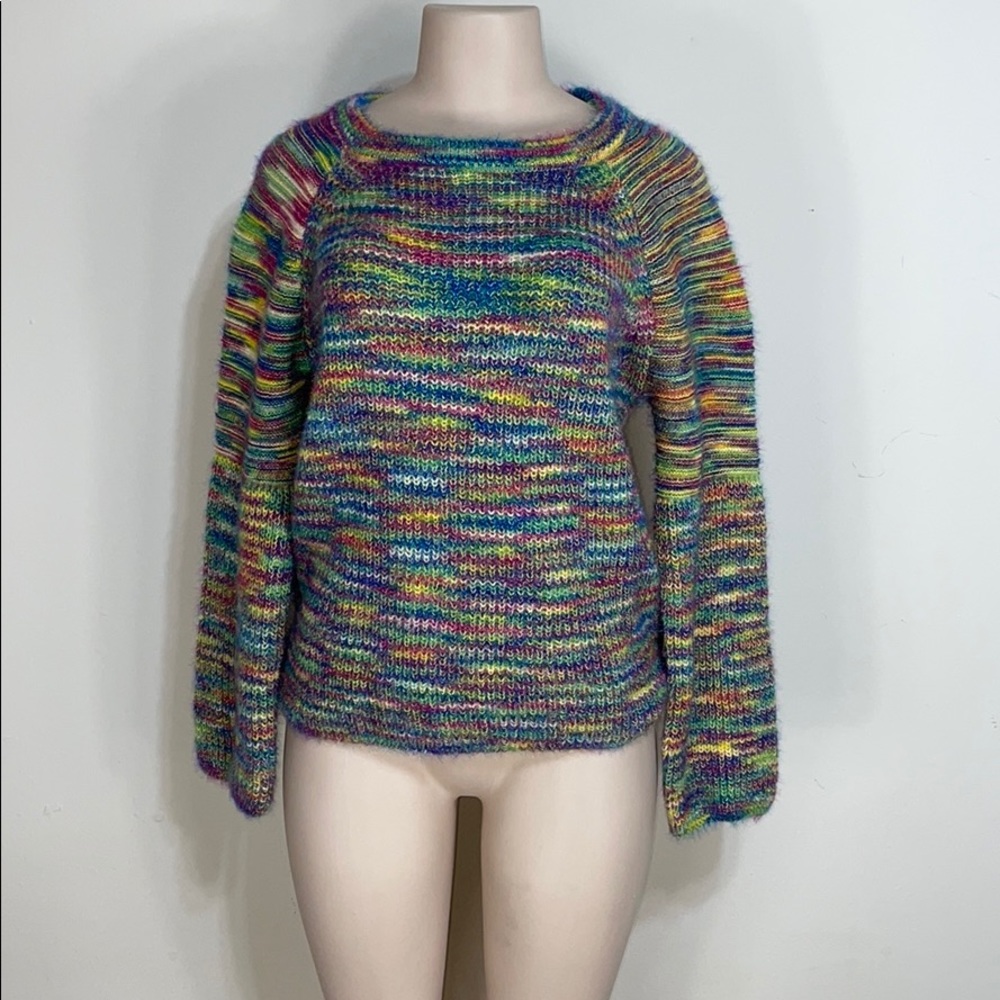 Colorful Fuzzy Whiskered Balloon Sleeve Ombré Soft